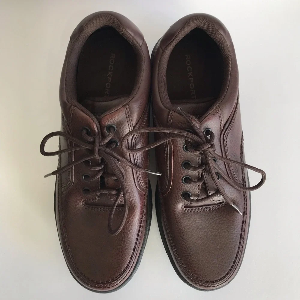 Rockport World Tour Brown Leather Men’s Walking Comfort Shoes A10889